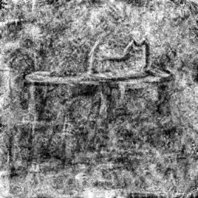 Image generated for "A cat sitting on a table."